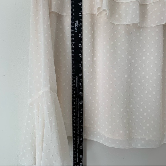 Nwt Chelsea 28 ivory sheer polka dot flared wrist long sleeve Blouse Top size L - Picture 9 of 10